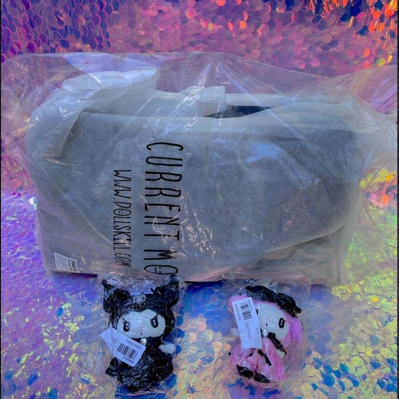 My Melody & Kuromi Mascot plush Keychains & Blk Shaggy Dolls kill Weekender NWT - Picture 6 of 10
